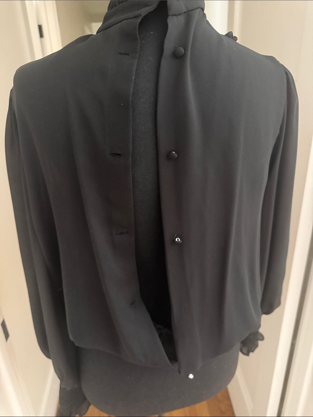 Frame Black Ruffled High-Neck Blouse - Picture 3 of 3